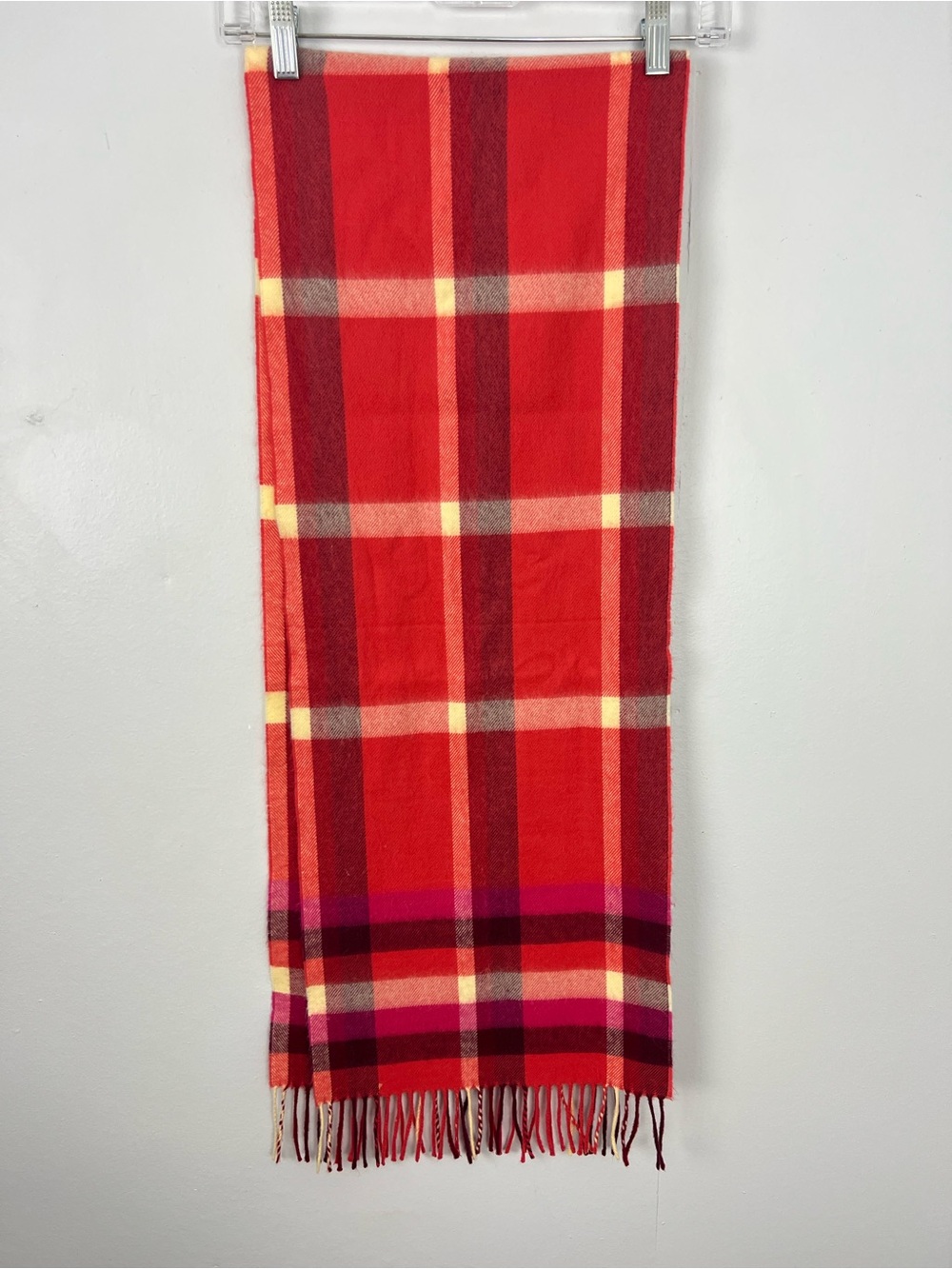 100% Cashmere Plaid Scarf Made in Scotland Fringe